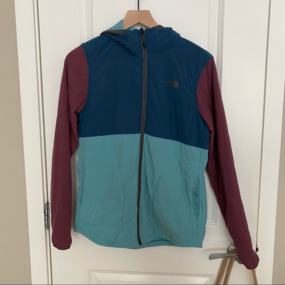 The North Face color block quilted jacket